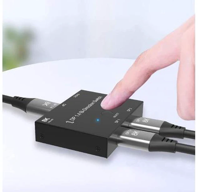Alt view image 4 of 7 - Angusplay DisplayPort Switch 8K Splitter Bidirectional DP 1.4 Switcher 2 in 1 Out/1 in 2 Out Supports 8K@30Hz 4K@120Hz Compatible with PC Host Monitor Laptop etc