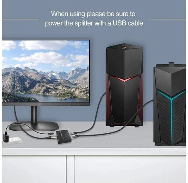 Alt view image 5 of 7 - Angusplay DisplayPort Switch 8K Splitter Bidirectional DP 1.4 Switcher 2 in 1 Out/1 in 2 Out Supports 8K@30Hz 4K@120Hz Compatible with PC Host Monitor Laptop etc