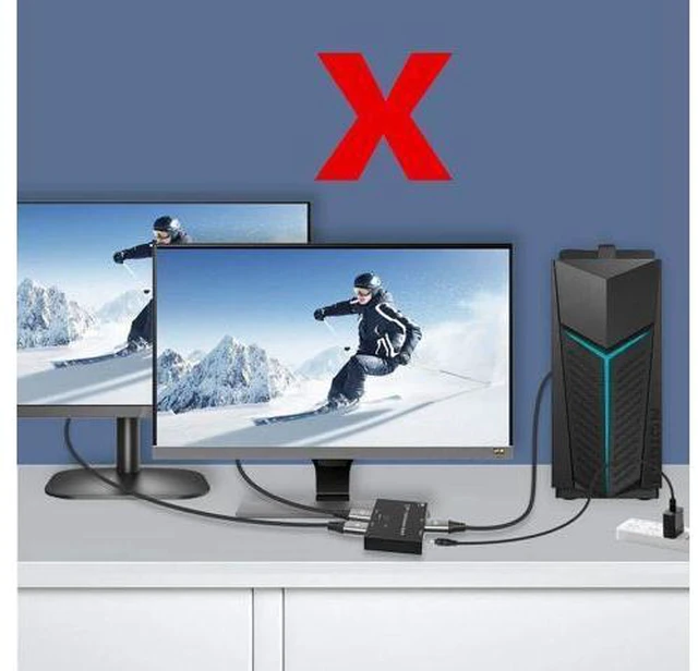 Alt view image 7 of 7 - Angusplay DisplayPort Switch 8K Splitter Bidirectional DP 1.4 Switcher 2 in 1 Out/1 in 2 Out Supports 8K@30Hz 4K@120Hz Compatible with PC Host Monitor Laptop etc