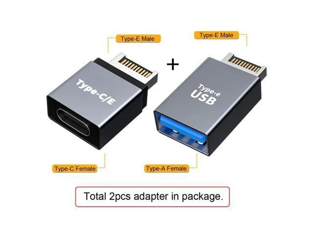 Alt view image 2 of 3 - Header Male Type-E to USB-C Adapter Type-A & Type-C USB 3.1 Front Panel 2pcs