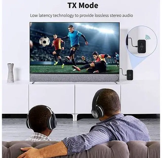 Alt view image 4 of 7 - Bluetooth 5.0 Transmitter Receiver, 2-in-1 Wireless 3.5mm Adapter, Low Latency Bluetooth Audio Adapter for Wired Speakers, Headphones,Car,iPod, Home Stereo System