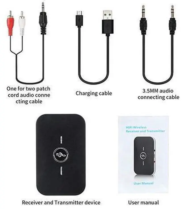 Alt view image 7 of 7 - Bluetooth 5.0 Transmitter Receiver, 2-in-1 Wireless 3.5mm Adapter, Low Latency Bluetooth Audio Adapter for Wired Speakers, Headphones,Car,iPod, Home Stereo System