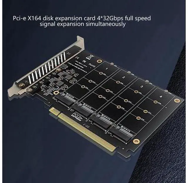 Alt view image 2 of 4 - PCIE 4-Port M.2 NVEM SSD Expansion Card Computer Motherboard Solid State Drive Expansion Card