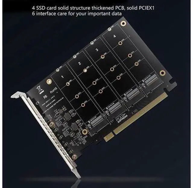 Alt view image 3 of 4 - PCIE 4-Port M.2 NVEM SSD Expansion Card Computer Motherboard Solid State Drive Expansion Card