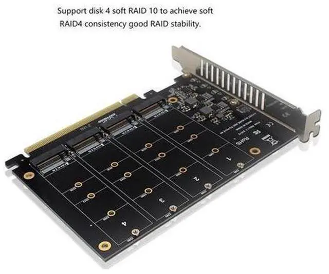 Alt view image 4 of 4 - PCIE 4-Port M.2 NVEM SSD Expansion Card Computer Motherboard Solid State Drive Expansion Card