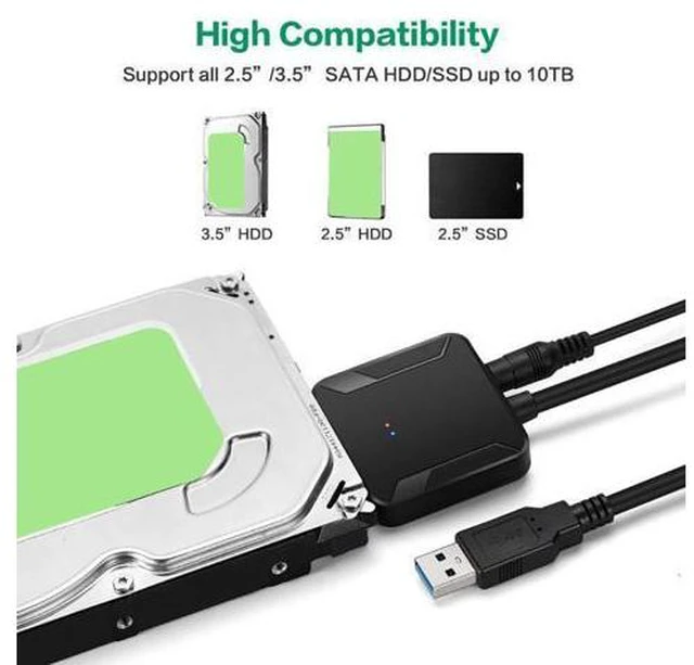 Alt view image 5 of 7 - Ugthe Cable & HUB & Adapter UASP SATA to USB3.0 Adapter Converter Cable Compatible with 2.5/3.5 inch HDD SSD Hard Disk - US Plug