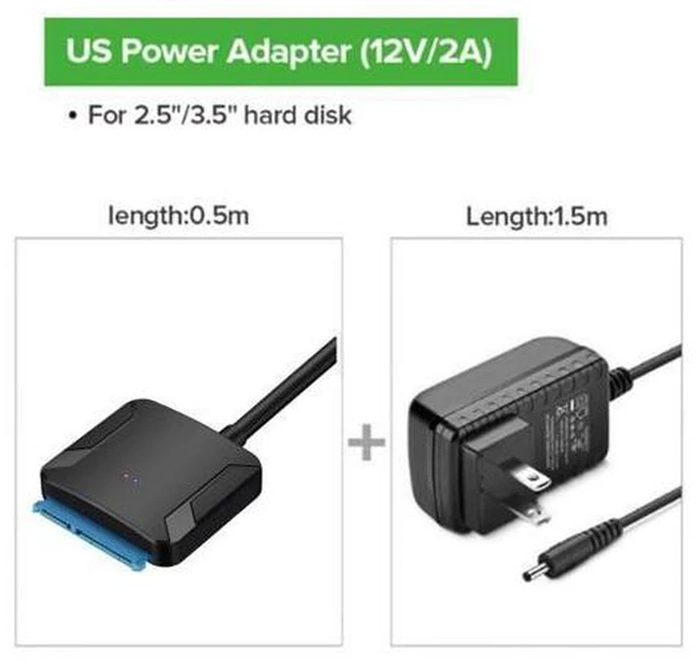 Alt view image 7 of 7 - Ugthe Cable & HUB & Adapter UASP SATA to USB3.0 Adapter Converter Cable Compatible with 2.5/3.5 inch HDD SSD Hard Disk - US Plug