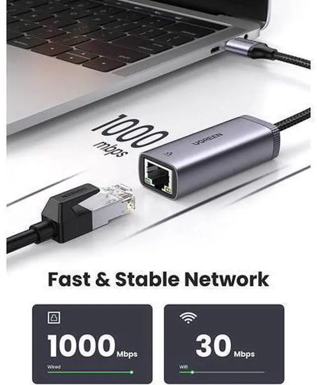 Alt view image 2 of 7 - USB Ethernet Adapter USB 3.0 to 10 100 1000 Mbps Gigabit LAN Network Adapter Mini RJ45 Internet Adapter Compatible with Nintendo Switch Laptop PC MacBook Surface XPS Raspberry Pi 4b and More
