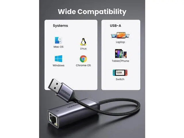 Alt view image 3 of 7 - USB Ethernet Adapter USB 3.0 to 10 100 1000 Mbps Gigabit LAN Network Adapter Mini RJ45 Internet Adapter Compatible with Nintendo Switch Laptop PC MacBook Surface XPS Raspberry Pi 4b and More