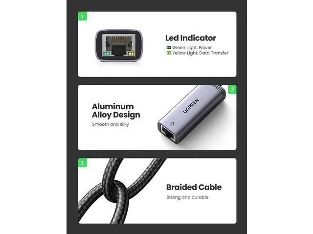 Alt view image 6 of 7 - USB Ethernet Adapter USB 3.0 to 10 100 1000 Mbps Gigabit LAN Network Adapter Mini RJ45 Internet Adapter Compatible with Nintendo Switch Laptop PC MacBook Surface XPS Raspberry Pi 4b and More