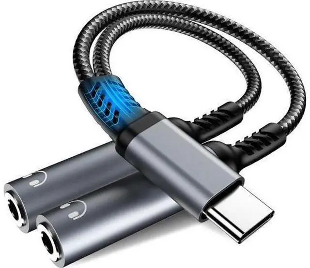 Main image of USB C to Dual 3.5mm Headphone Splitter for 2 Headphones Hi-Res Type C to Aux Audio Jack Splitter Headphone Adapter Compatible with iPad iPhone 17/16/15 Pro Max S26/S25/S24/S23 Pixel 10/9 XL