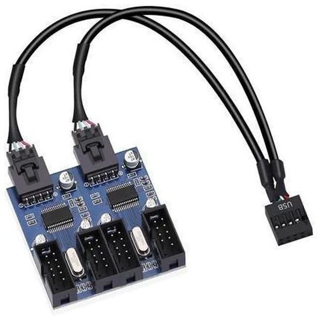 Alt view image 7 of 7 - 4 in 1 Internal USB Splitter Cable, Electop 9 pin USB Header Male 1 to 4 Female Extension Connector Adapter, USB 2.0 HUB Connector Port Multiplier PWM Fan Splitter Cable (30cm/0.98ft)