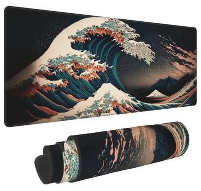 Main image of Japanese Waves in The Dark Gaming Mouse Pad XL, Large Non Slip Rubber Mousepad, Stitched Edges Mouse Pads, Long Extended Mouse Pad,31.5'' X 11.8''