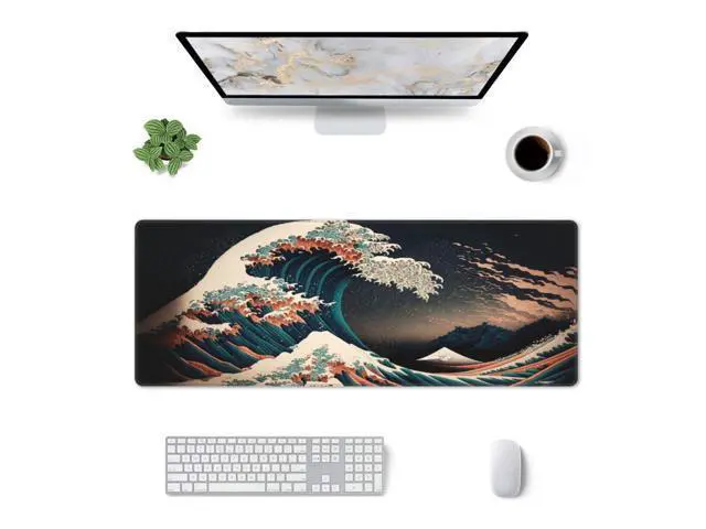 Alt view image 2 of 5 - Japanese Waves in The Dark Gaming Mouse Pad XL, Large Non Slip Rubber Mousepad, Stitched Edges Mouse Pads, Long Extended Mouse Pad,31.5'' X 11.8''