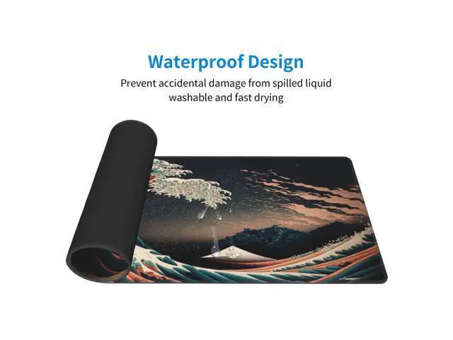 Alt view image 4 of 5 - Japanese Waves in The Dark Gaming Mouse Pad XL, Large Non Slip Rubber Mousepad, Stitched Edges Mouse Pads, Long Extended Mouse Pad,31.5'' X 11.8''