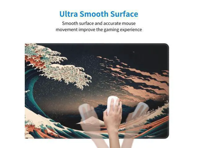 Alt view image 5 of 5 - Japanese Waves in The Dark Gaming Mouse Pad XL, Large Non Slip Rubber Mousepad, Stitched Edges Mouse Pads, Long Extended Mouse Pad,31.5'' X 11.8''