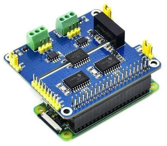 Alt view image 3 of 5 - 2-Channel Isolated CAN Bus Expansion HAT Compatible with Raspberry Pi/Arduino/STM32,2-CH CAN HAT with MCP2515 + SN65HVD230 Dual Chips Solution,Multi Onboard Protection Circuits