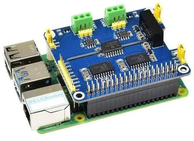Alt view image 4 of 5 - 2-Channel Isolated CAN Bus Expansion HAT Compatible with Raspberry Pi/Arduino/STM32,2-CH CAN HAT with MCP2515 + SN65HVD230 Dual Chips Solution,Multi Onboard Protection Circuits