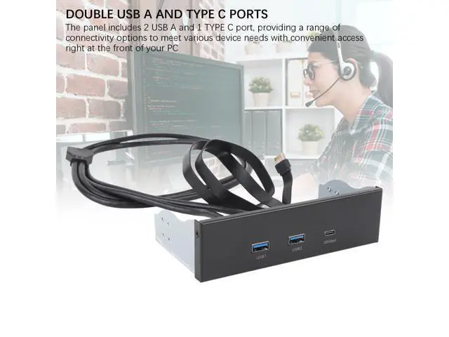 Alt view image 6 of 7 - 5.25 Inch Front Panel USB Hub, 3 Ports USB Front Panel Floppy Disk Bay, 19 Pin USB3.2 GEN2 Internal USB Hub with 2 USB A and 20Gbps USB C Port, for PC Case