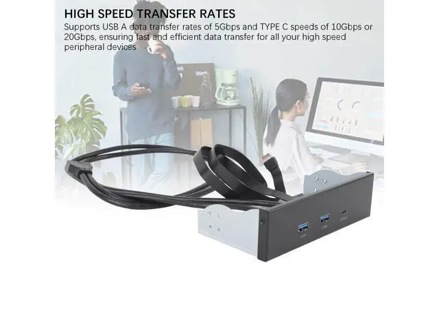 Alt view image 7 of 7 - 5.25 Inch Front Panel USB Hub, 3 Ports USB Front Panel Floppy Disk Bay, 19 Pin USB3.2 GEN2 Internal USB Hub with 2 USB A and 20Gbps USB C Port, for PC Case