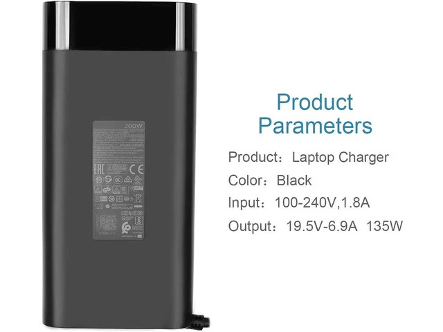 Alt view image 4 of 6 - 200W 19.5V 10.3A TPN-DA10 L00818-850 ADP-200HB B Laptop AC Adapter Compatible with HP Omen 15 17 zbook 15 17 Pavilion Gaming 15 17 Envy 15 2020 Laptop Charger 15-dh0005la TPN-LA21 TPN-LA20 Power Cord