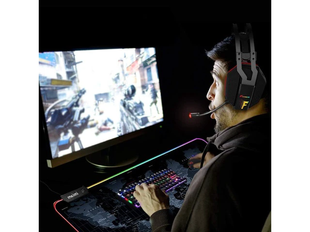 Alt view image 6 of 7 - rnairni Extended RGB Gaming Mouse Pad, Extra Large Gaming Mouse Mat for Gamer, Waterproof Office Desktop Mat with 10 Lighting Mode, for PC Computer RGB Keyboard Mouse - 31.5'' x 15in x 4mm(Map)