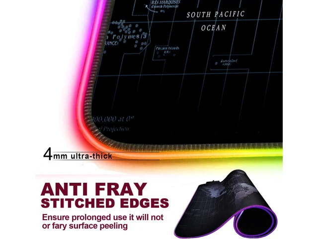 Alt view image 7 of 7 - rnairni Extended RGB Gaming Mouse Pad, Extra Large Gaming Mouse Mat for Gamer, Waterproof Office Desktop Mat with 10 Lighting Mode, for PC Computer RGB Keyboard Mouse - 31.5'' x 15in x 4mm(Map)