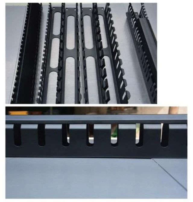 Alt view image 3 of 3 - 1U Cable Management Horizontal Mount 19 Inch Server Rack , 12 Slot Metal Finger Duct Wire Organizer With Cover