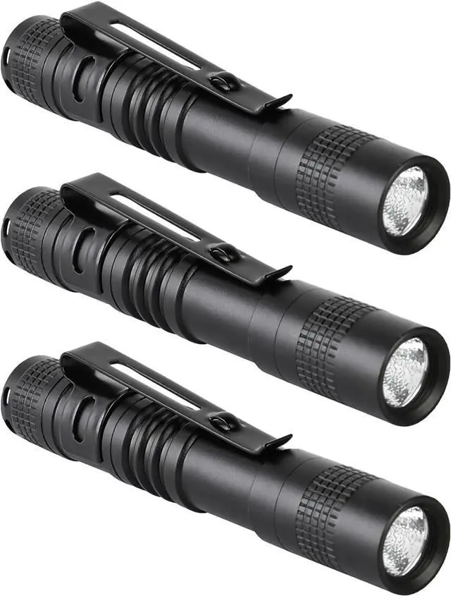 Main image of Mini Flashlight, AAA Small Pen Light with Clip, Portable 500lm Pocket Pen Flashlight for Inspection Repair Outdoor Emergency (3 Pack, Black, 3.5")