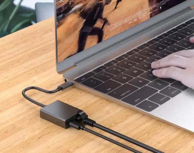 Alt view image 6 of 6 - 1 x RJ45 Ethernet Local Area Network Adapter with USB C-type charging port