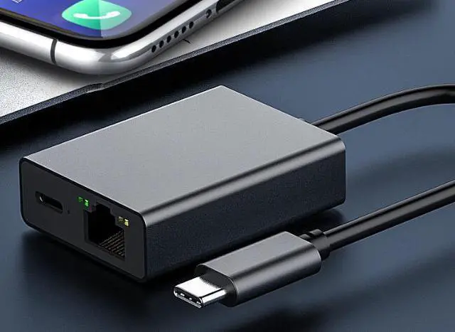 Alt view image 2 of 6 - 1 x RJ45 Ethernet Local Area Network Adapter with USB C-type charging port