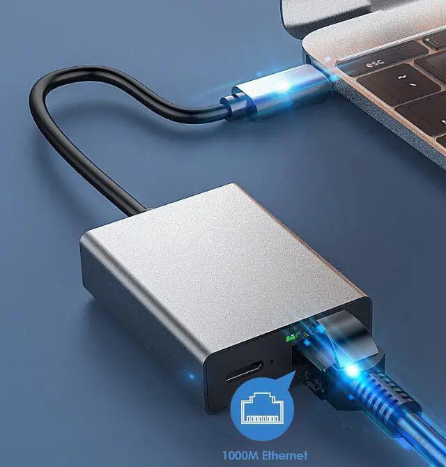 Alt view image 4 of 6 - 1 x RJ45 Ethernet Local Area Network Adapter with USB C-type charging port