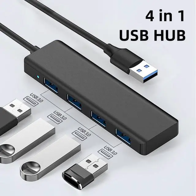 Alt view image 2 of 6 - 1 USB Hub 3.0 Fast Data Transfer USB 3.0 4-port Hub Compatible with Laptop, Windows PC, Mac Printer, Mobile Hard Drive
