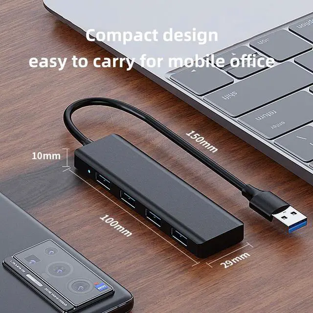 Alt view image 4 of 6 - 1 USB Hub 3.0 Fast Data Transfer USB 3.0 4-port Hub Compatible with Laptop, Windows PC, Mac Printer, Mobile Hard Drive
