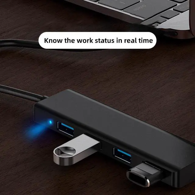 Alt view image 6 of 6 - 1 USB Hub 3.0 Fast Data Transfer USB 3.0 4-port Hub Compatible with Laptop, Windows PC, Mac Printer, Mobile Hard Drive