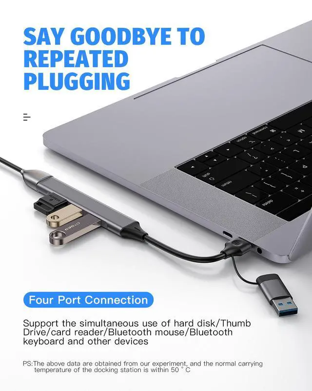 Alt view image 2 of 6 - USB 3.0 Hub - 4 Ports Ultra-thin Woven USB 3.0 Hub Suitable for MacBook, Mac Pro, Mac Mini, iMac, Surface Pro, XPS, PC, Flash Drive, Portable Hard Drive