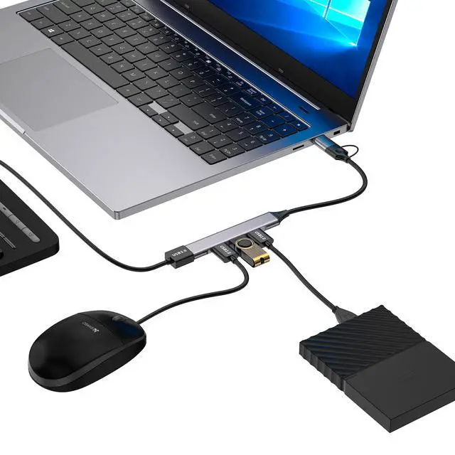 Alt view image 6 of 6 - USB 3.0 Hub - 4 Ports Ultra-thin Woven USB 3.0 Hub Suitable for MacBook, Mac Pro, Mac Mini, iMac, Surface Pro, XPS, PC, Flash Drive, Portable Hard Drive