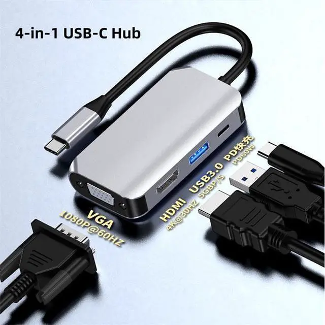Alt view image 5 of 6 - Type-C expansion dock USB adapter OEM packaging, suitable for HDMI, VGA HUB multi-functional wired connection, suitable for laptops