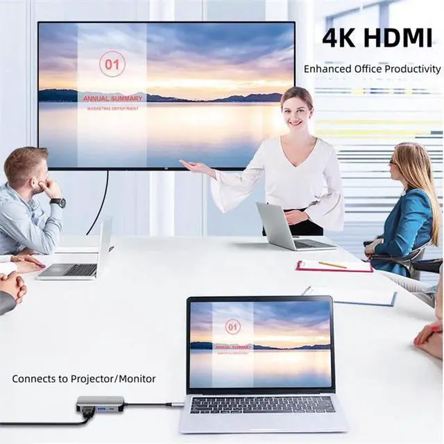 Alt view image 6 of 6 - Type-C expansion dock USB adapter OEM packaging, suitable for HDMI, VGA HUB multi-functional wired connection, suitable for laptops