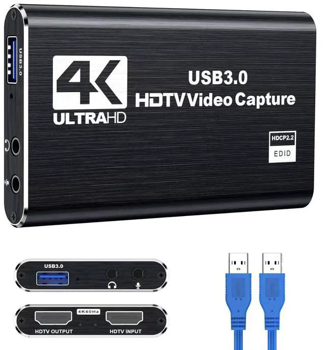 Main image of 4K Audio Video Capture Card Full HD 1080P USB 3.0 HDTV Video Capture Device for Game Recording Live Streaming Broadcasting