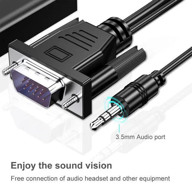 Alt view image 3 of 6 - 1080P Full HD VGA to HD TV Converter Adapter Cable, with Audio Output VGA HD Adapter, Suitable for Computer Laptops to HD TV Projectors