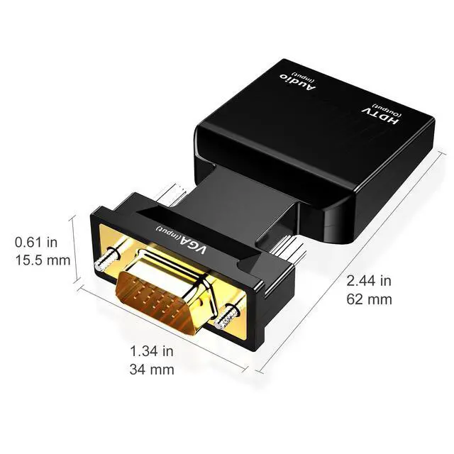 Alt view image 4 of 5 - VGA to HDMI converter with 3.5 audio high-definition cable for computer monitor, TV and projector adapter