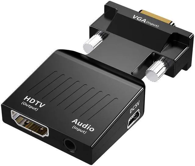 Main image of VGA to HDMI converter with 3.5 audio high-definition cable for computer monitor, TV and projector adapter