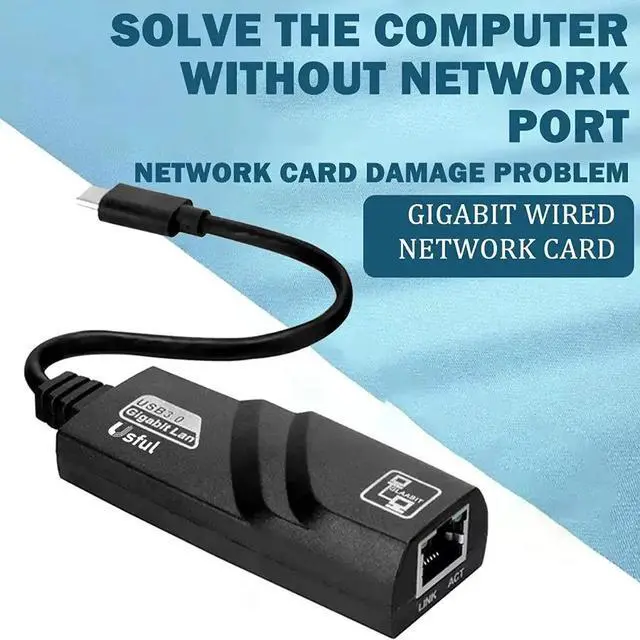Alt view image 4 of 6 - High-speed USB 3.0 Gigabit network card without driver, TYPE C to RJ45 100Mbps wired network adapter for computer external converter