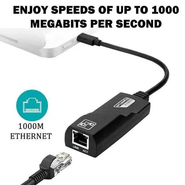 Alt view image 5 of 6 - High-speed USB 3.0 Gigabit network card without driver, TYPE C to RJ45 100Mbps wired network adapter for computer external converter