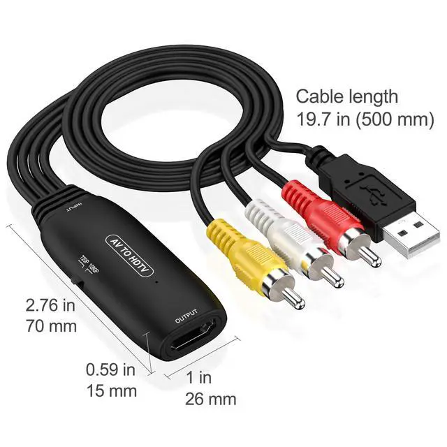Alt view image 4 of 4 - HDTV to AV High-Definition Converter, HDTV2AV Connection Adapter, Projector, Computer, PS4 to TV Display Screen