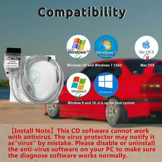 Alt view image 4 of 4 - K DCAN Cable for BMW with FT232RL Chip OBD2 Scanner Diagnostic Tool | K+CAN Cable with Switch USB to OBD2 Connector,obdii for BMW E Series 1998-2019 Models, Work with Windows XP/7 32bit System