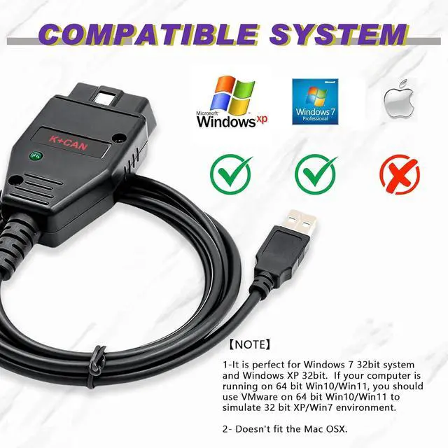 Alt view image 4 of 6 - OBD2 Cable for V A G K+CAN Commander v1.4 Diagnostic Scanner Tool | K+CAN Commander v1.4 Cable Compatible with V-W/AUDI/Skoda/Seat Vehicles,Fit for ECU Programming Diagnostic Tool/Code Reader