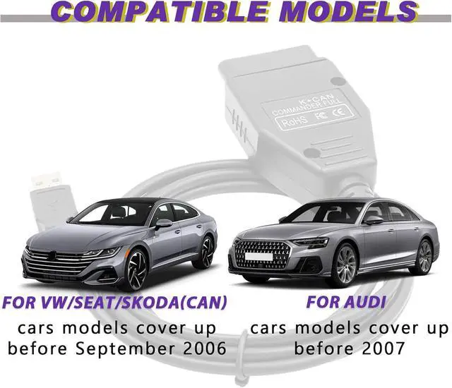 Alt view image 6 of 6 - OBD2 Cable for V A G K+CAN Commander v1.4 Diagnostic Scanner Tool | K+CAN Commander v1.4 Cable Compatible with V-W/AUDI/Skoda/Seat Vehicles,Fit for ECU Programming Diagnostic Tool/Code Reader