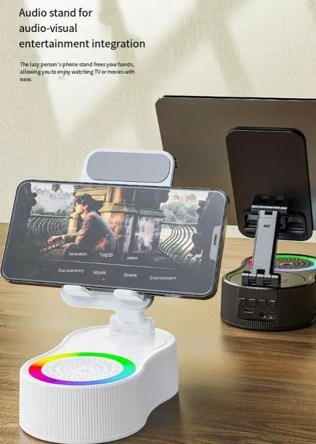Alt view image 4 of 4 - 360 rotating audio elevation mobile phone stand, power bank, Bluetooth speaker, mini portable atmosphere lamp